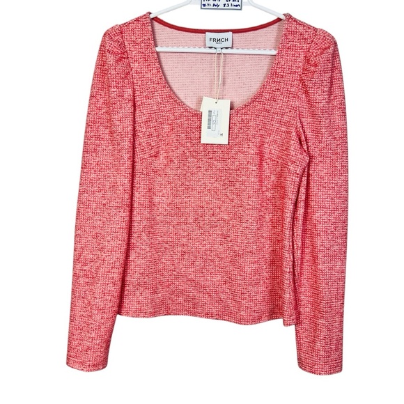 FRNCH PARIS Pink Jael Ruffle Should Crew Neck Long Sleeve Top  Women size S - Picture 5 of 16